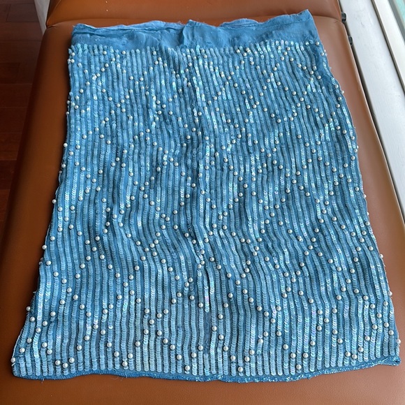 Frank Usher 80’s Vintage Baby Blue Sequin Top 100% Silk Fits Medium - Picture 14 of 15